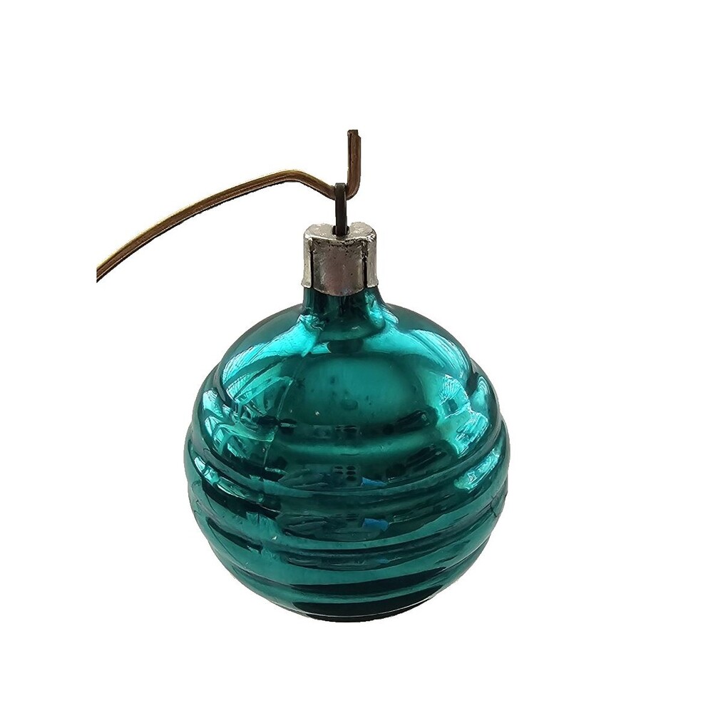 Vintage Premier Shiny Brite Ribbed Aqua Blue Christmas Ornament